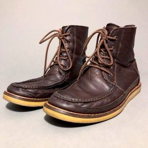 Toms Leather Boots Brown with Flannel Interior